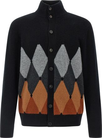 Ballantyne Cardigan Argyle Maglioni Nero-Uomo