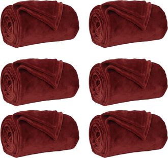 vidaXL Mantitas De Sof&aacute; 6 Uds. Rojo Burdeos 240 X 270 Cm 10.11 Kg Lana Vidaxl