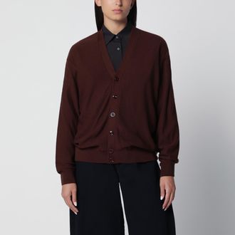 Christophe Lemaire Cardigan Twisted color acajou in lana merino