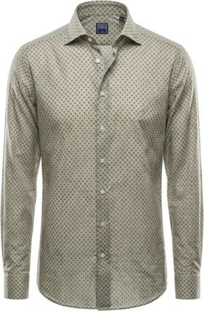Fedeli Shirts - Heren - Casual Overhemden - Groen - 2XL - Katoen - Overhemden