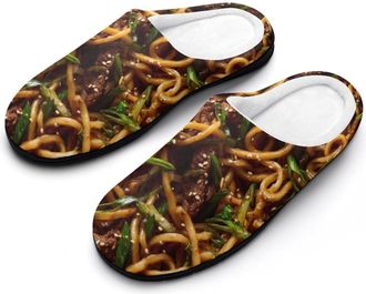 Generic Noodles with Beef Funny Mens Cotton Slippers Shoes Novelty Soft Non-Slip Sole Home Shoe