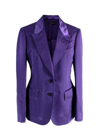 Tom Ford Purple Single-Breasted Satin Blazer Size XXS