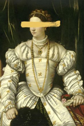 Queence Acrylglasbild »Frau mit Farbklecks« Bilder von Frauen Formen Frau Gemälde Historische Persönlichkeiten Kunst Fine Art-Print in Galeriequalität