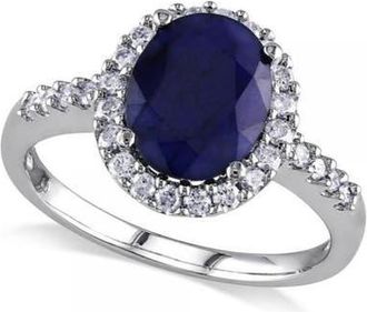 Allurez Oval Blue Sapphire & Halo Diamond Engagement Ring 14k in 3.92Ct/white Gold at Nordstrom, Size 8.5
