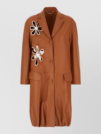 Fendi leather coat floral cut out design
