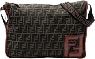 Fendi Pre-owned Canvas Crossbody Bag - Dames - Vintage Schoudertas - Bruin - ONE Size - Leer - Vintage