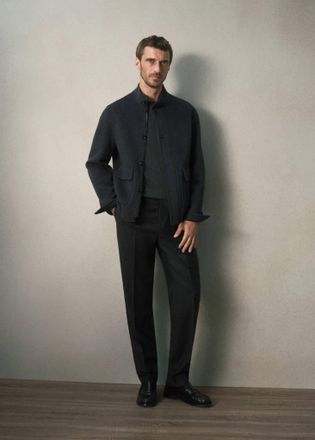 Mango Giacca in misto lana e cashmere con collo a listino grigio scuro vigor&eacute; - Uomo - XL - MANGO MAN
