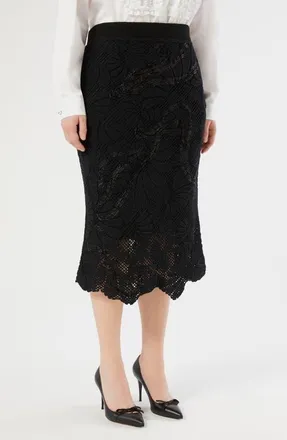 Marina Rinaldi Campale Knit Midi Skirt in Black at Nordstrom, Size Medium
