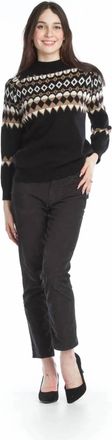 Papillon Fairisle Knit Mock Neck Sweater In Black