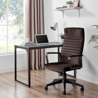 Furniturebox Centro Velvet Reclining Office Chair in Brown