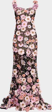 Bronx and Banco Jasmine Maraya Flower-Embellished Gown