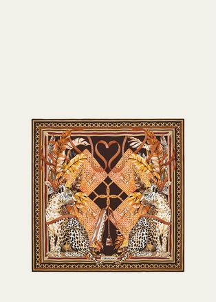 Ferragamo Feline-Print Silk Foulard