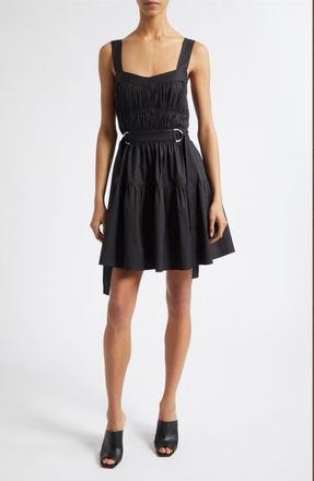 Derek Lam Ivana Tiered Belted Minidress in Black at Nordstrom, Size 00