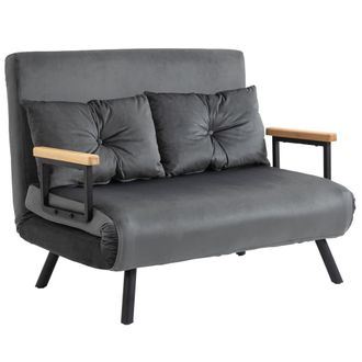 HOMCOM Sof&aacute; cama doble 102x73x81 cm gris oscuro