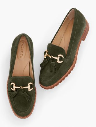 Talbots Cassidy Tassel Loafers - Suede - Forest Night - 10 1/2 M Talbots