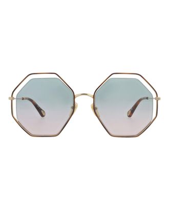 Chlo&eacute; Square-Frame Metal Sunglasses