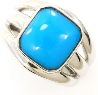 C&A Platinum Turquoise Platinum 900 Band Ring (Pre-Owned)