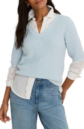 Nic+Zoe Scallop Textured Sweater in Crystal at Nordstrom, Size Xx-Large