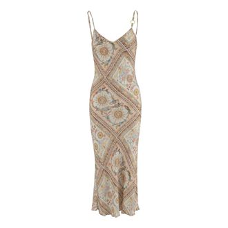 Just Cavalli Midi Dresses, female, Multicolor, Size: L Long Viscose Dress with Patterned Print
