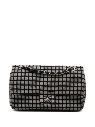 Chanel Borsa a spalla Classic Ribbon Tweed Double Flap media 2014 - Bianco