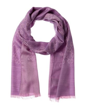 Gucci Logo Small Jacquard Wool & Silk-Blend Scarf