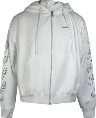 Off-white Mens Off-White Stitch Diags Zip Skate Hoodie White - Size: 38