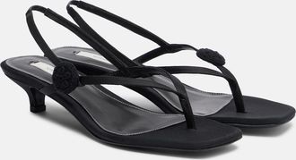 Toteme Floral-appliqu&eacute; suede slingback sandals