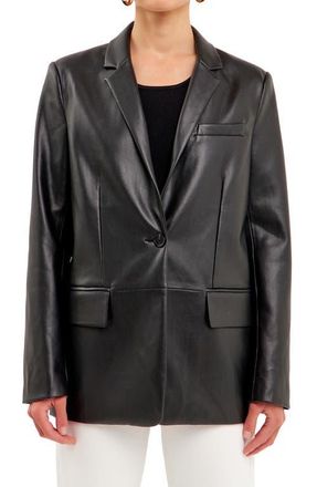 endless rose Faux Leather Blazer in Black at Nordstrom, Size Medium