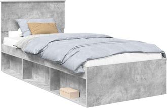 vidaXL Estructura De Cama Con Cabecera Gris Concreto 90 X 190 Cm Vidaxl