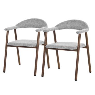 ML Design Ml-design Juego 2 Sillas De Comedor Con Reposabrazos, Asientos De Cocina Y Sal&oacute;n Con Respaldo, Tapizado Tejido Gris Y Estructura De Acero Con Aspecto 