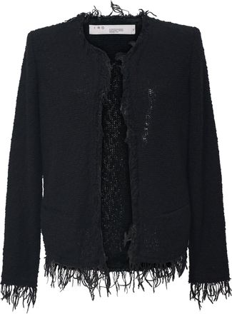 Iro Shivani Frayed Jacket in Black Wool