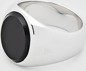 Tom Wood Chevali&egrave;re Oval Polished Argent Onyx