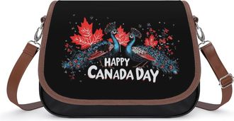 Generic Happy Canada Day Crossbody Bags for Women Fashion Leather Shoulder Handbags With Adjustable Strap