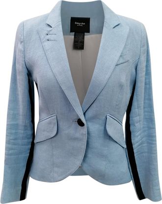 Smythe Blue Linen Single Breasted Blazer Size S