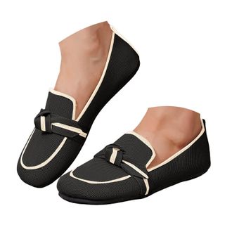 Generic Womens Loafer Flats Casual Knit Lightweight Dressy Shoes Elegant Round Toe lace-up Bow Slip On Loafers Comfortable Ballet Shoes for Women Low Top Part