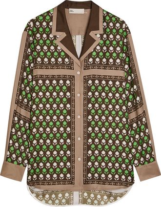 Tory Burch Printed Silk Shirt - Brown - 10 (UK14 / L)