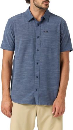 O'Neill UPF Slub Short Sleeve Button Up Shirt in Navy at Nordstrom, Size Xx-Large