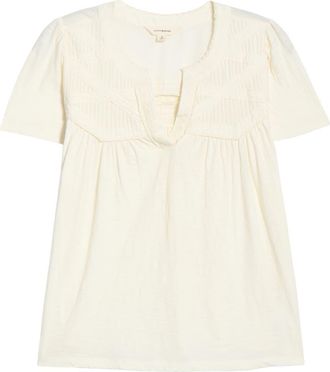 Lucky Brand Lace Pintuck Top in Whisper White at Nordstrom, Size Xx-Large