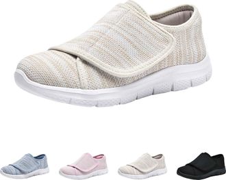 Generic Extra Wide Fit Diabetic Shoes for Womens Easy Close Adjustable Orthopedic Slippers Casual Lightweight Walking Shoe Breathable Flat Heel Soft Sole Shoe