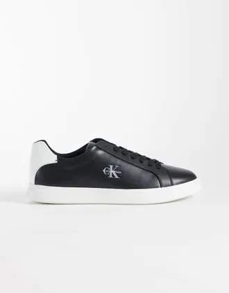 Calvin Klein Sneakers cupsole basse in pelle nera-Nero