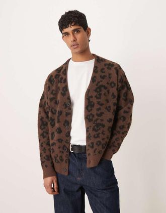Abercrombie & Fitch Cardigan in maglia con stampa leopardata-Multicolore