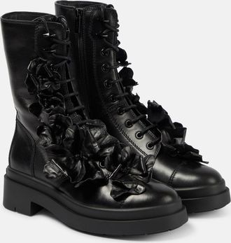 Jimmy Choo London Nari Flowers leather combat boots