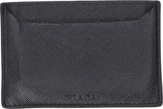 Prada Pre-owned Womens Lux Card Holder in Black Saffiano Leather Calf Leather - One Size