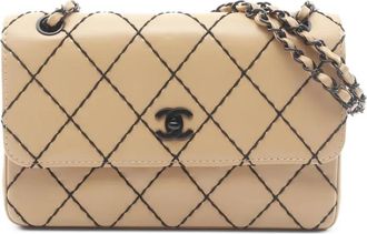 Chanel 2002 Wild Stitch schoudertas met kettingband - Beige