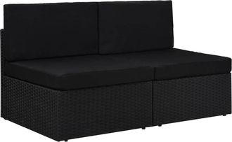 vidaXL Vidaxl - Sof&aacute; Seccional De 2 Plazas De Rat&aacute;n Sint&eacute;tico Negro