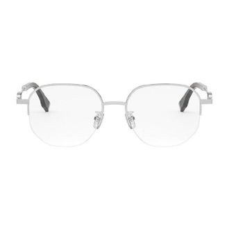 Fendi Round Semi Rim Metal Frame Eyeglasses - Silver