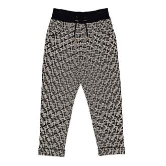 Balmain Monogram Pattern Cotton Trousers, Brand Size 40 (US Size 8)