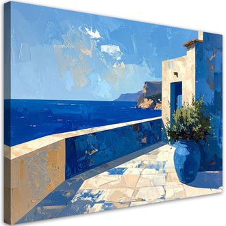 Feeby Cuadro En Lienzo, Edificios Abstractos Azul Marino, 120x80
