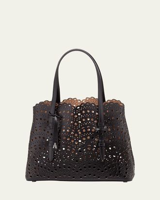 Alaia Mina 25 Tote Bag in Vienne Wave Perforated Leather
