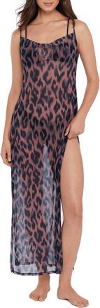 Steve Madden Cowl Neck Sheer Mesh Maxi Cover-Up Dress in Natural at Nordstrom, Size X-Small